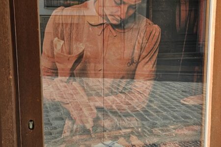 Window display at The Brown Stag paying homage to Grand Budapest Hotel.